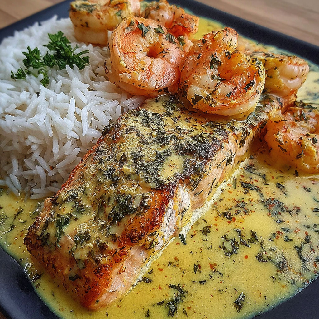 A plate of food with shrimp and rice.