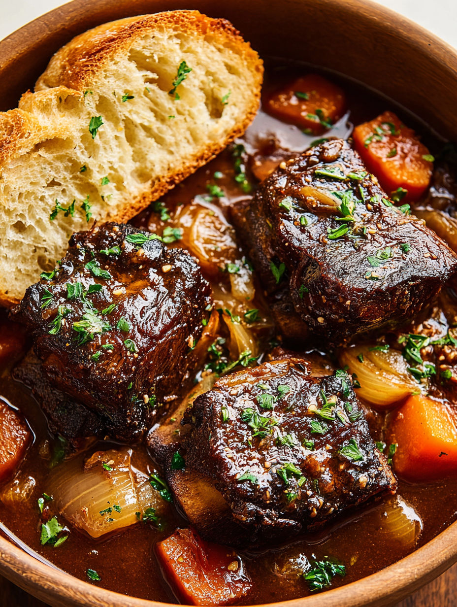 A hearty French onion short rib dish.