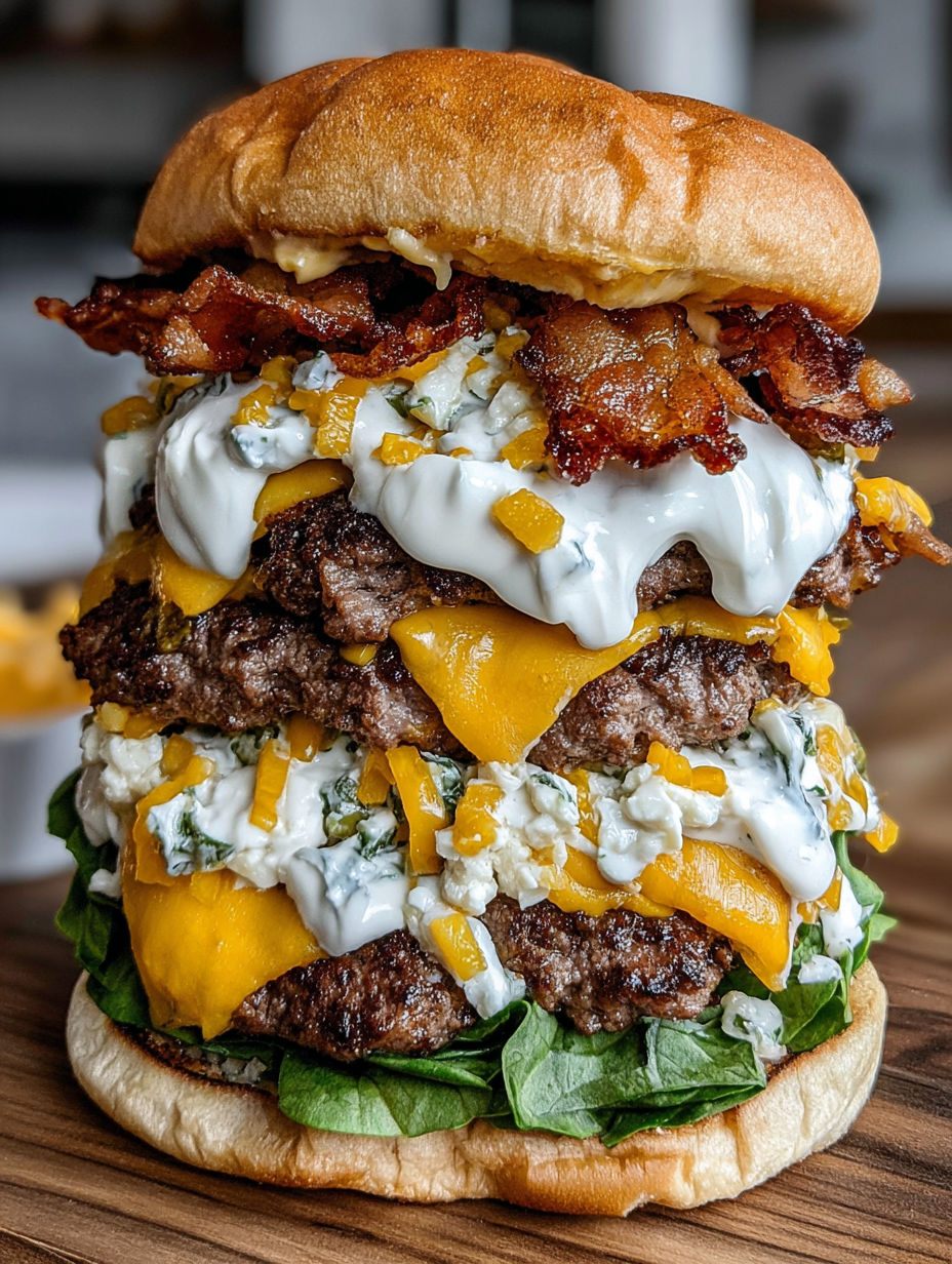 A double-decker jalapeño smash with bacon and cheese.