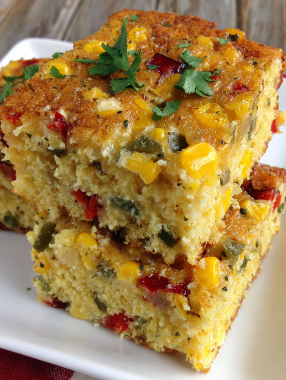 A slice of Tex-Mex corn casserole.