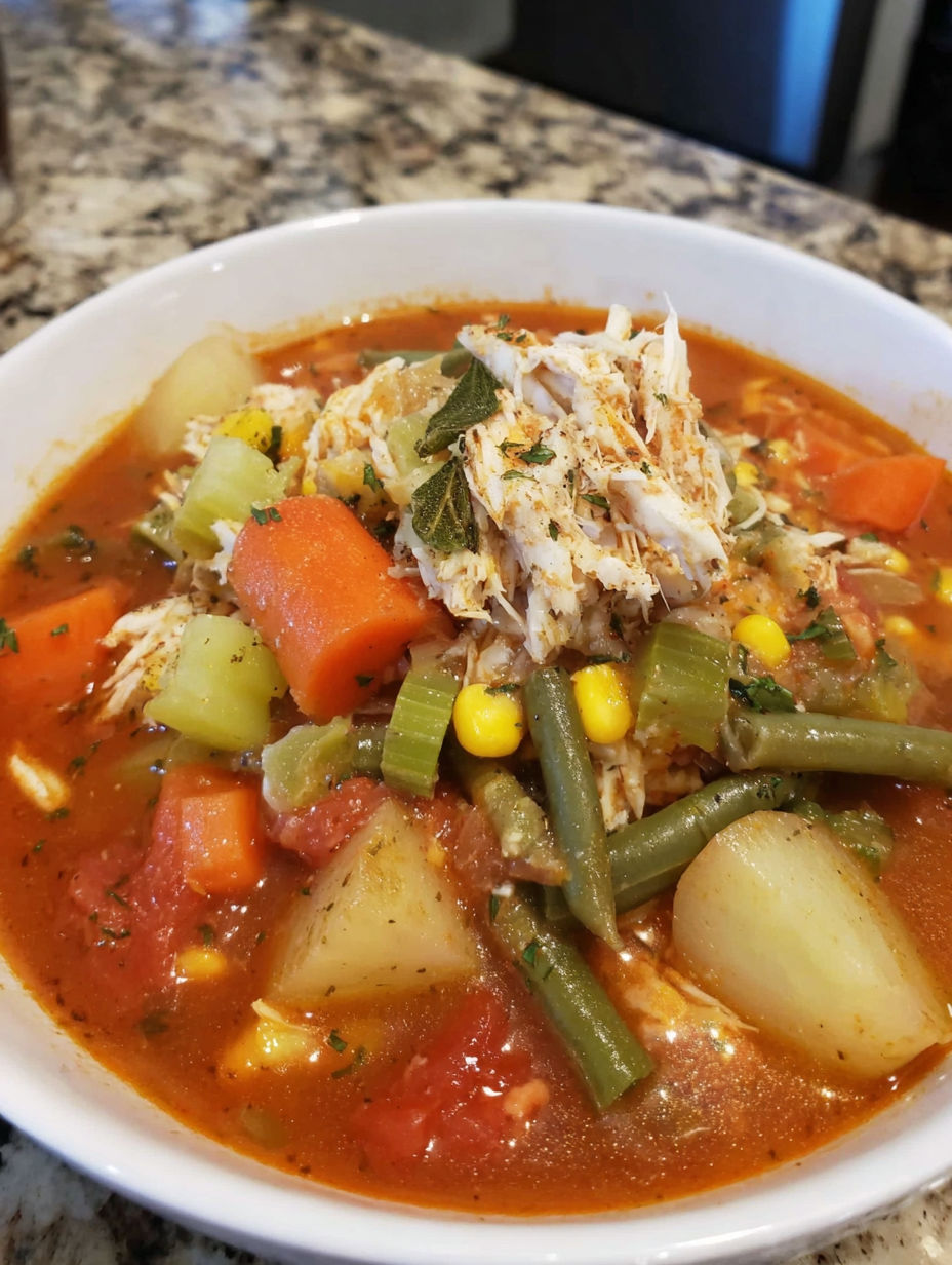 A bowl of Maryland Crab Vegetable Soup.