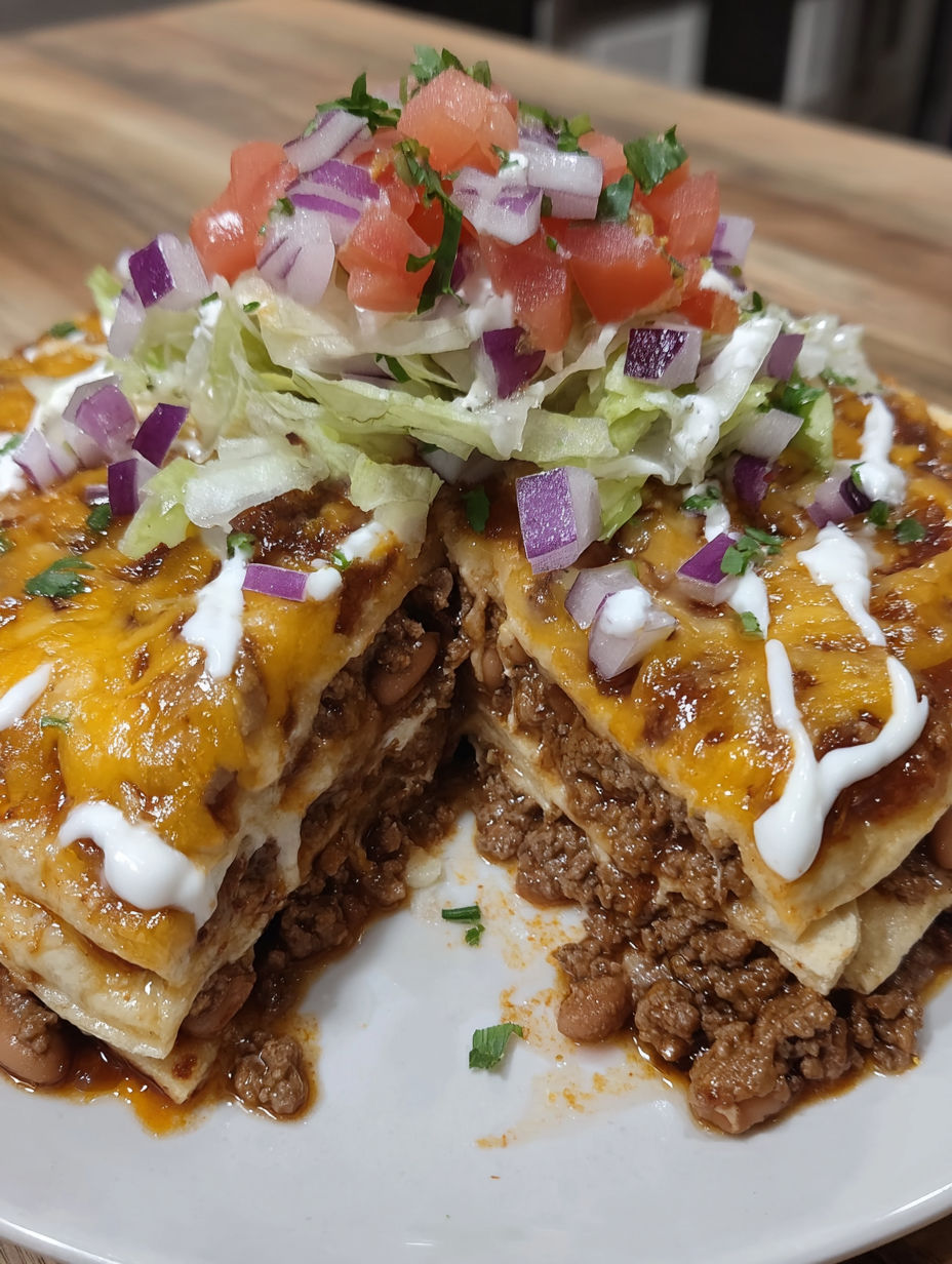 A delicious looking Easy Beef Enchilada Casserole.