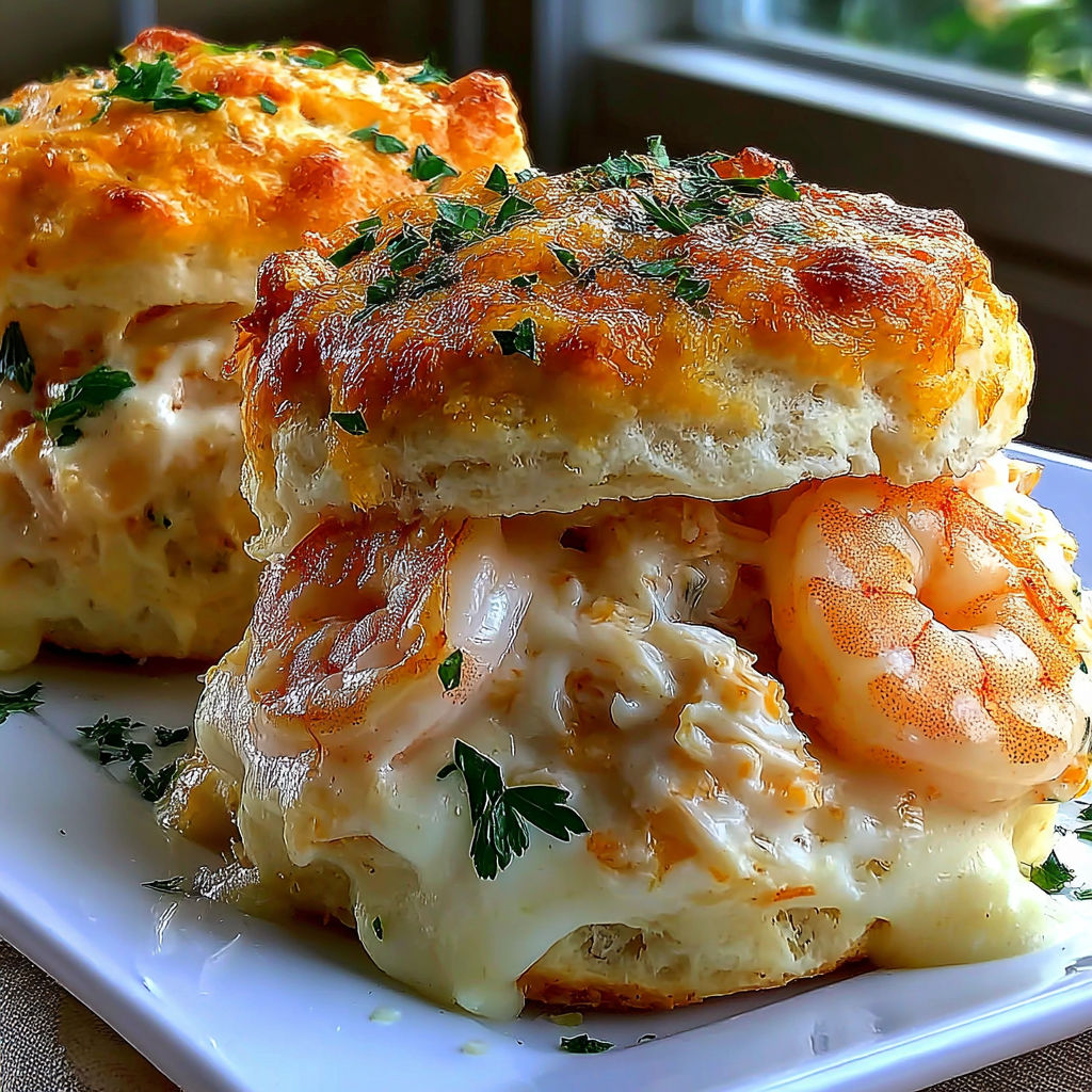 Two pieces of shrimp crab melts on a plate.