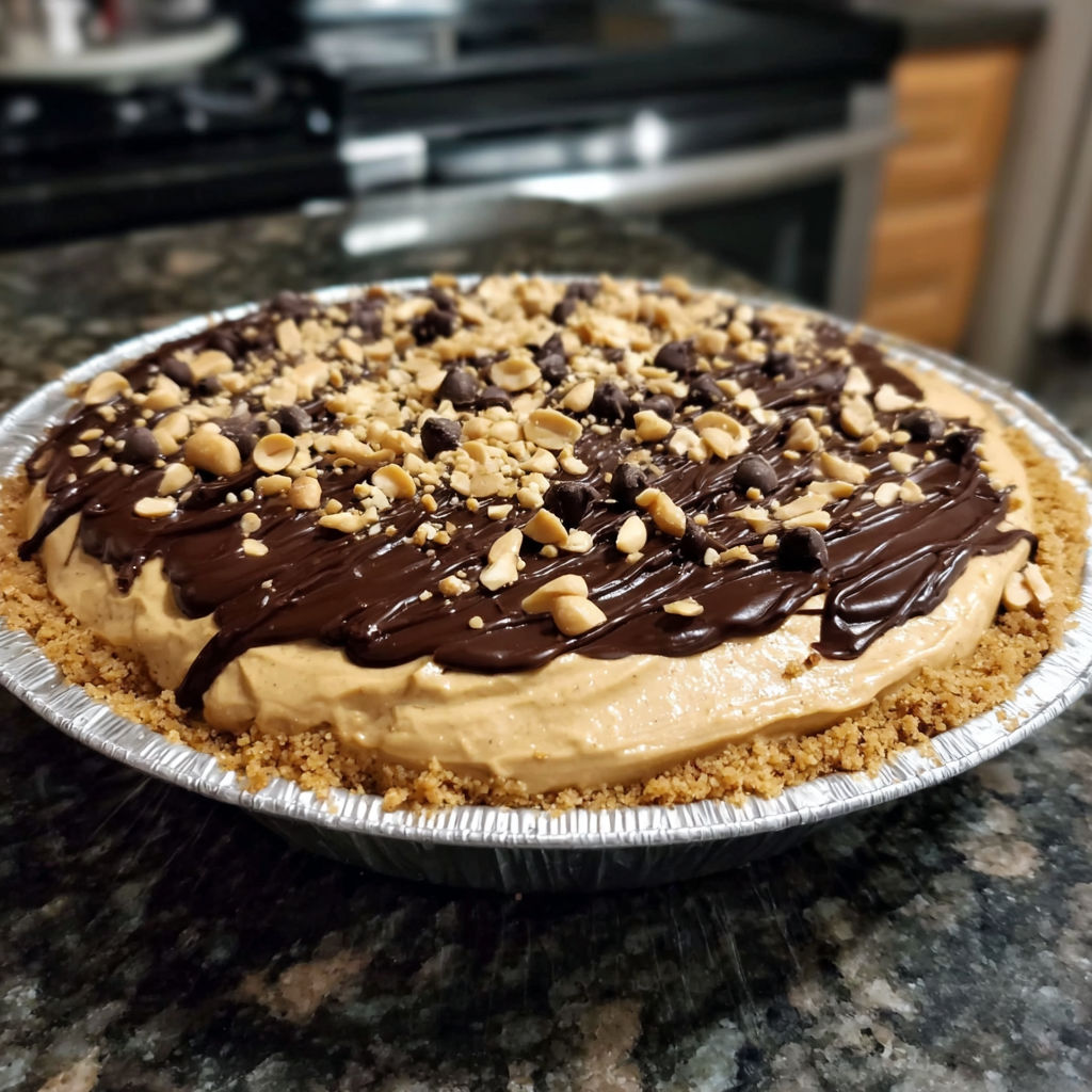 A no-bake chocolate peanut butter pie.