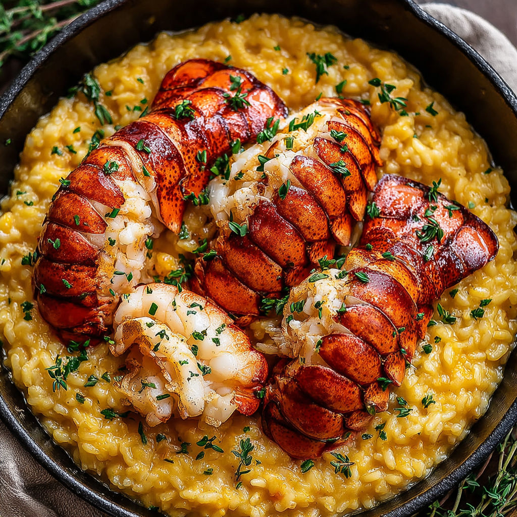 A bowl of butter lobster risotto.