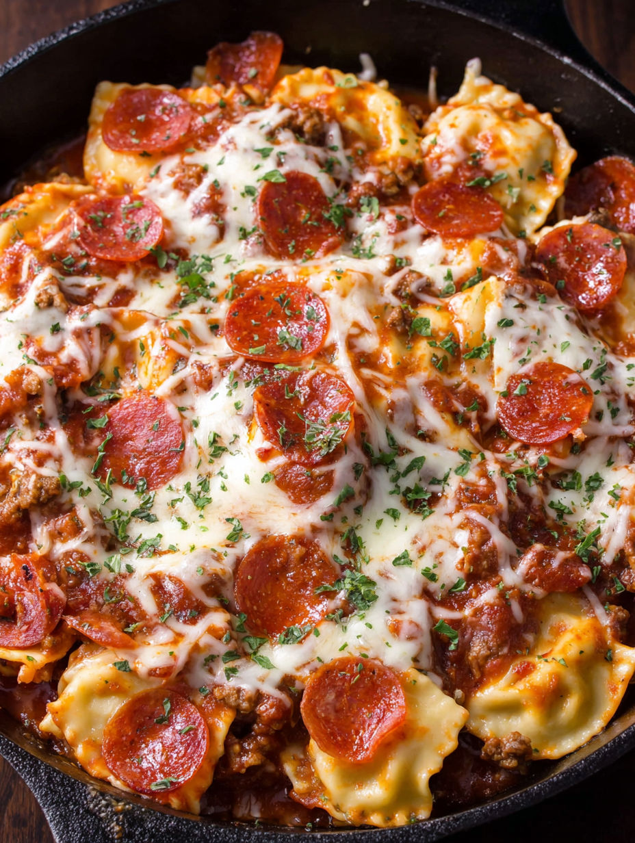 Meat Lover's Pizza Skillet Ravioli.