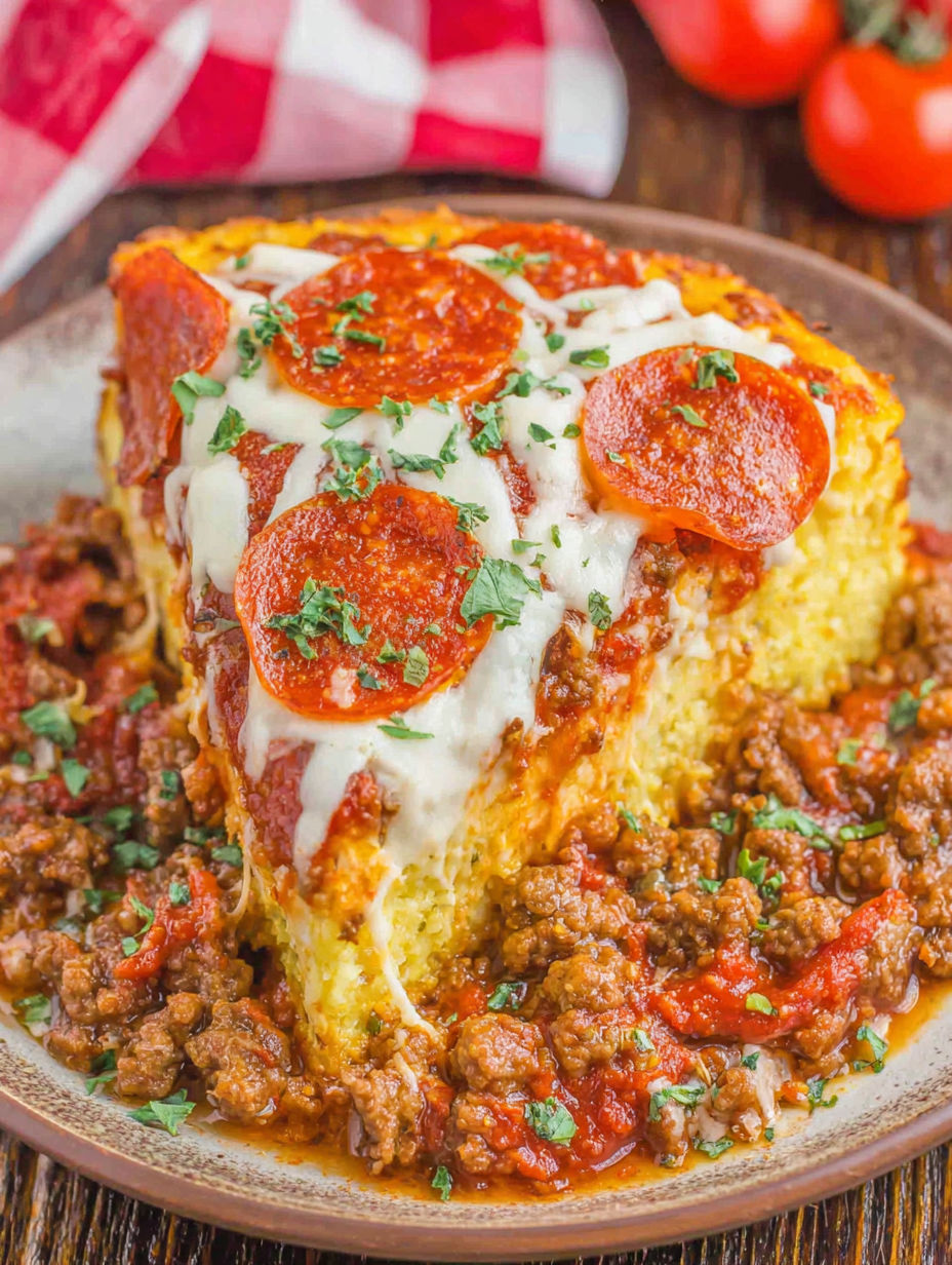 A slice of pizza with pepperoni and cheese.