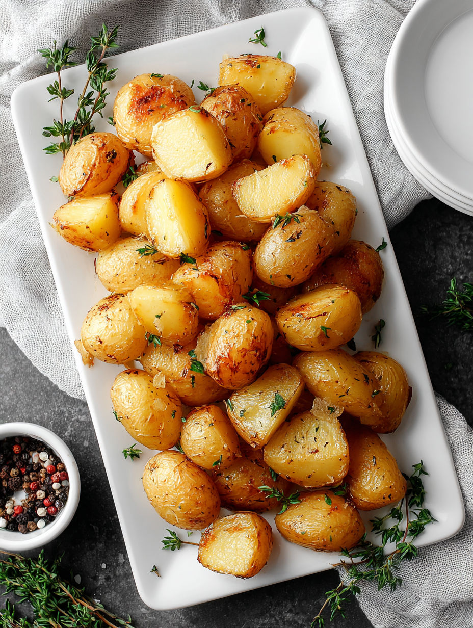 A plate of garlic potatoes.
