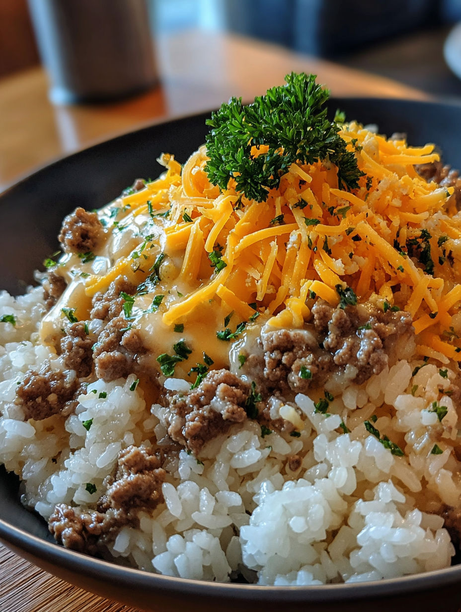 A bowl of food with cheese on top.