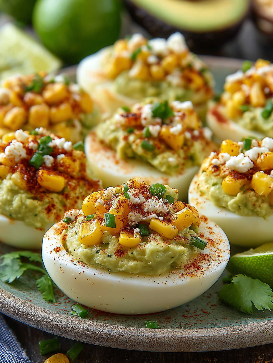 A plate of Mexican street corn eggs.