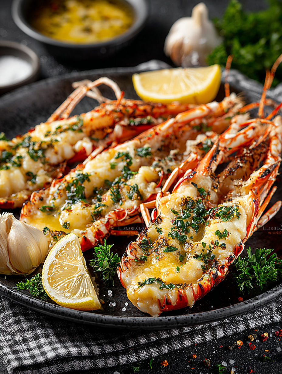 A plate of garlic butter and lemon shrimp.