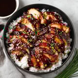 A bowl of tender char siu chicken.