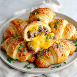 A plate of sausage cheddar crescent rolls.