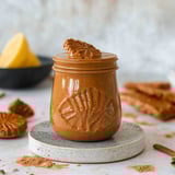 A jar of homemade Lotus Biscoff spread.