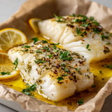 Baked lemon herb cod.