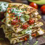 A stack of chicken avocado quesadillas.