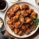A bowl of crispy mochiko chicken.