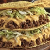 Two tortilla burgers with lettuce and cheese.