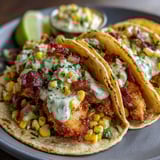Fried chicken street corn tacos.