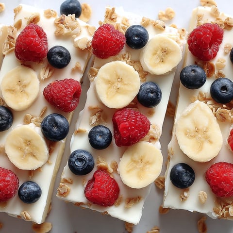 A close up of a healthy frozen yogurt bark recipe.