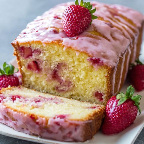 A slice of moist strawberry pound cake.