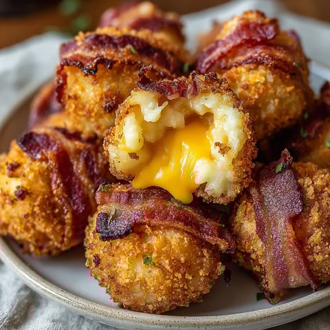 A plate of mashed potato bacon bombs.