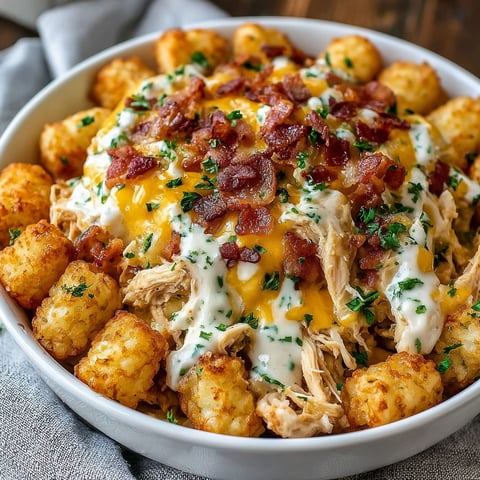 A bowl of chicken bacon ranch casserole.