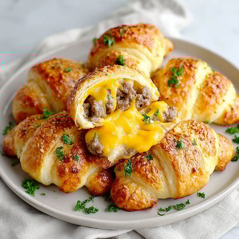 A plate of sausage cheddar crescent rolls.