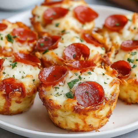 A plate of pepperoni muffin cupcakes.