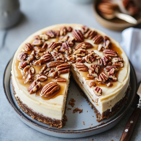 A slice of pecan pie cheesecake.