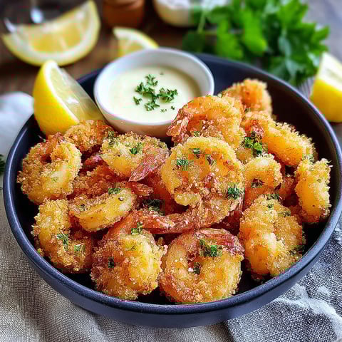 A bowl of crispy popcorn shrimp bites.