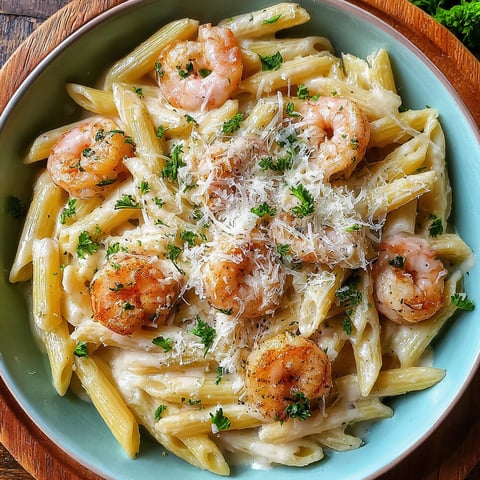 A bowl of garlic herb shrimp.