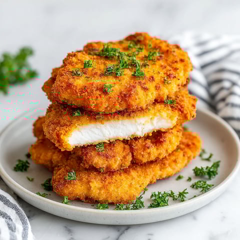 A stack of air fryer chicken cutlets.