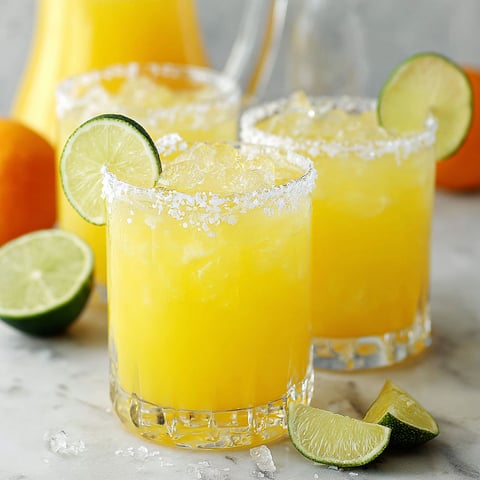 Two glasses of Cinco De Drinko on a table.